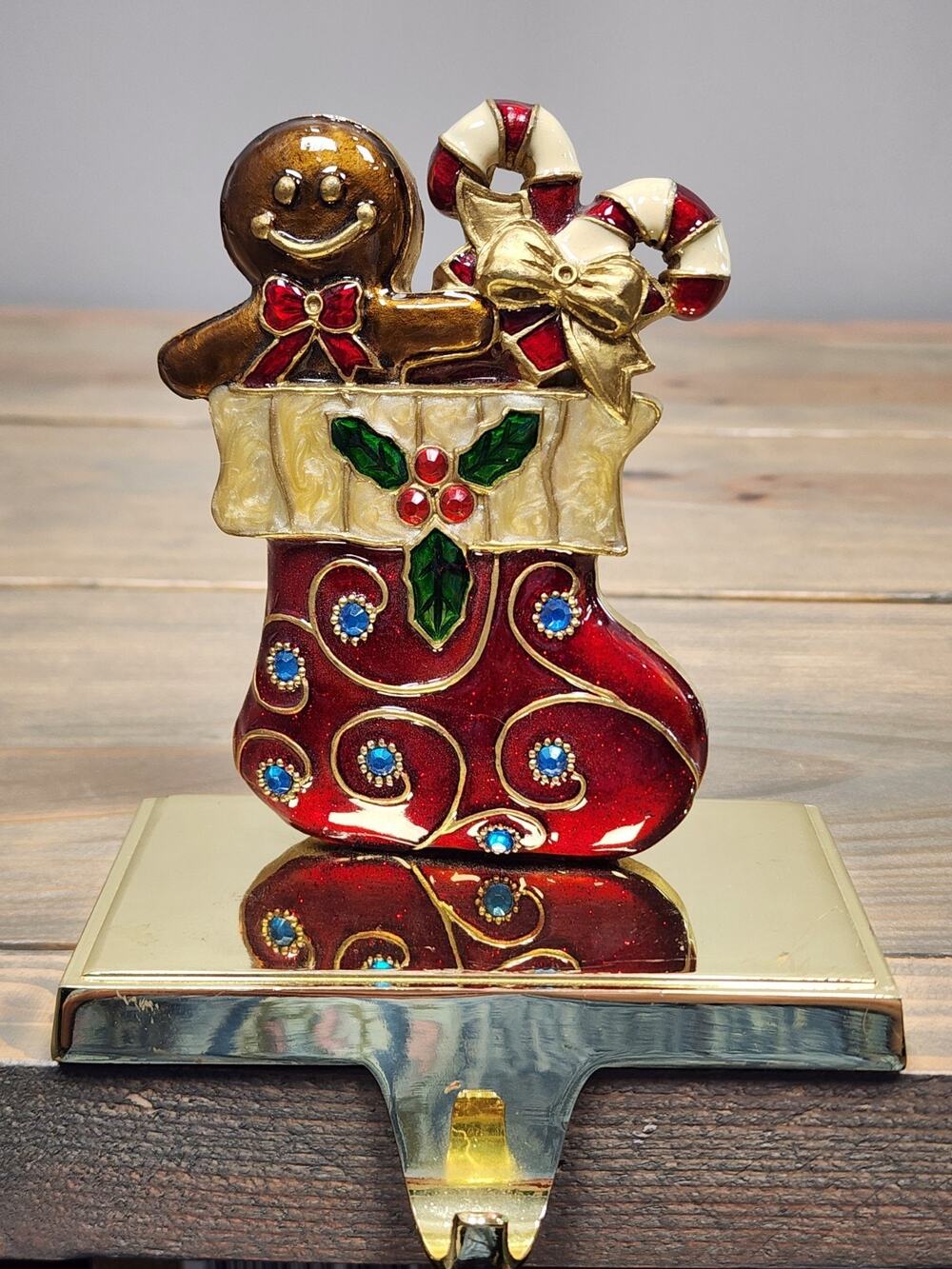 Holiday Style Stocking Holder Gingerbread Man Candy Canes